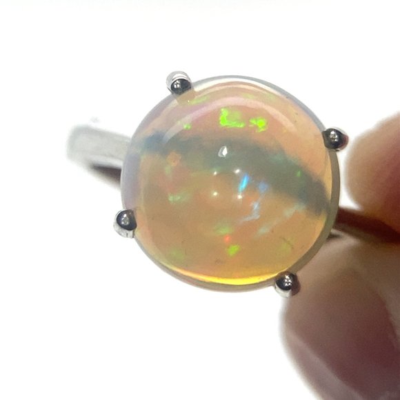 White Opal 3.19ct Platinum Solid Silver Ring - Picture 3 of 6